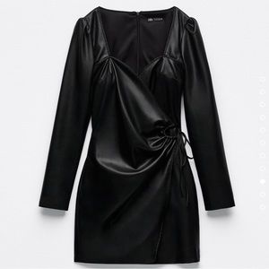 Faux leather mini dress